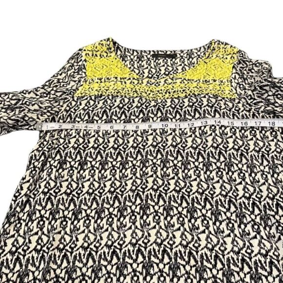 THML Embroidered Blouse Black and White with Neon Yellow Detail Size Medium - Picture 8 of 10